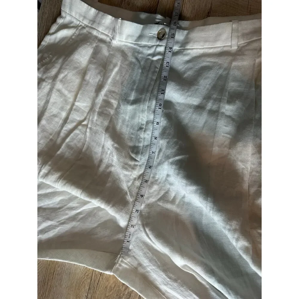 Banana Republic The Soho Wide Leg Linen Pant Cream White 20 NEW